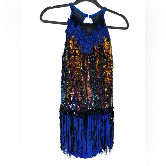 Weissman Oil Slick Sequin Fringed Dance Dress Costume NEW SIZE L/XL - Picture 2 of 11